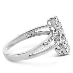 .925 Sterling Silver 1/2 Ct Real Diamond Scatter Composite Bypass Ring for Women