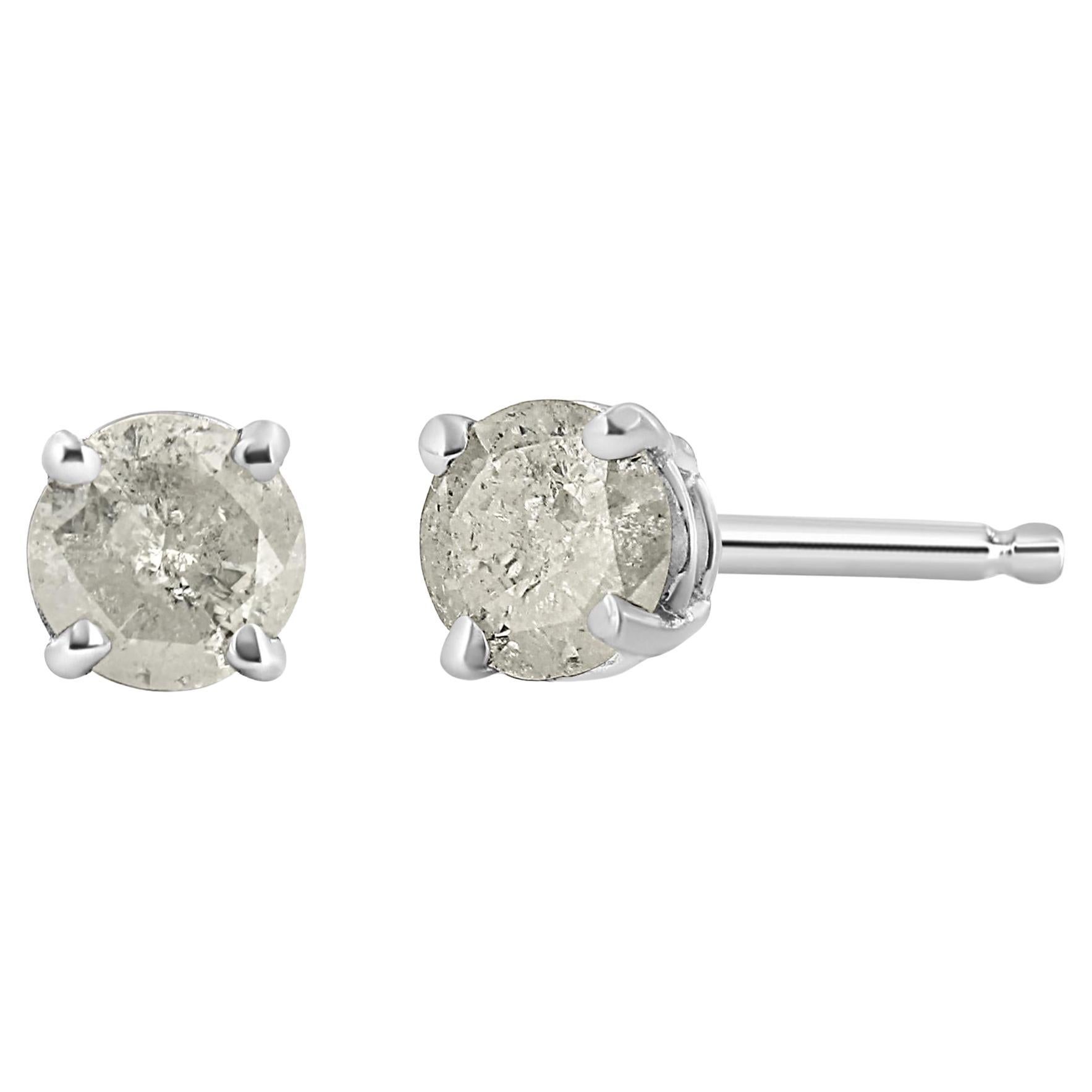 .925 Sterling Silver 1/2 Cttw 4-Prong Round-cut Diamond Classic Stud Earrings