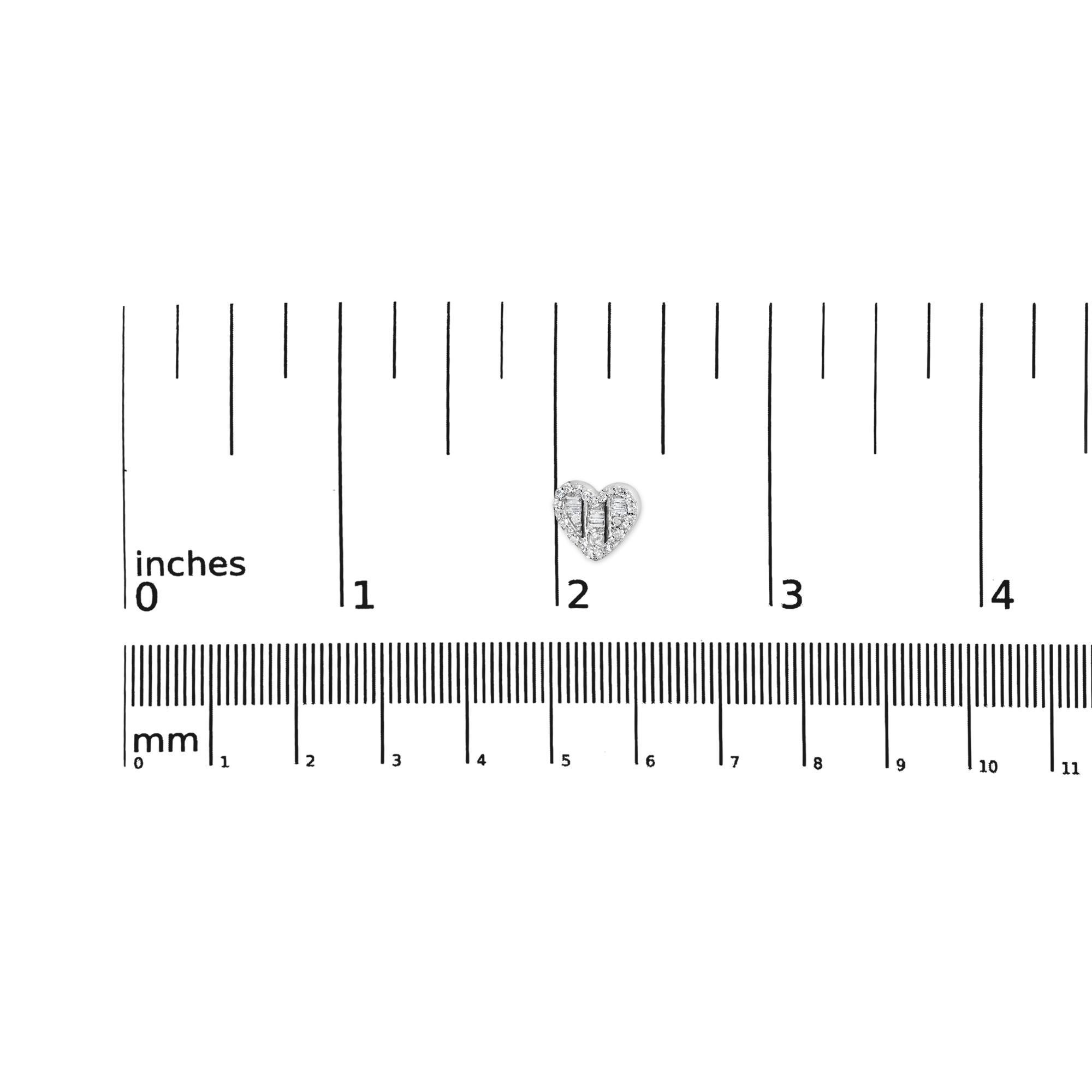 Pendiente de plata de ley .925 con diamante compuesto de 1/2 qt en forma de corazón en Nuevo estado para la venta en New York, NY