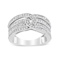 .925 Sterling Silver 1/2 Cttw Diamond Multi-Row Bypass Band Ring