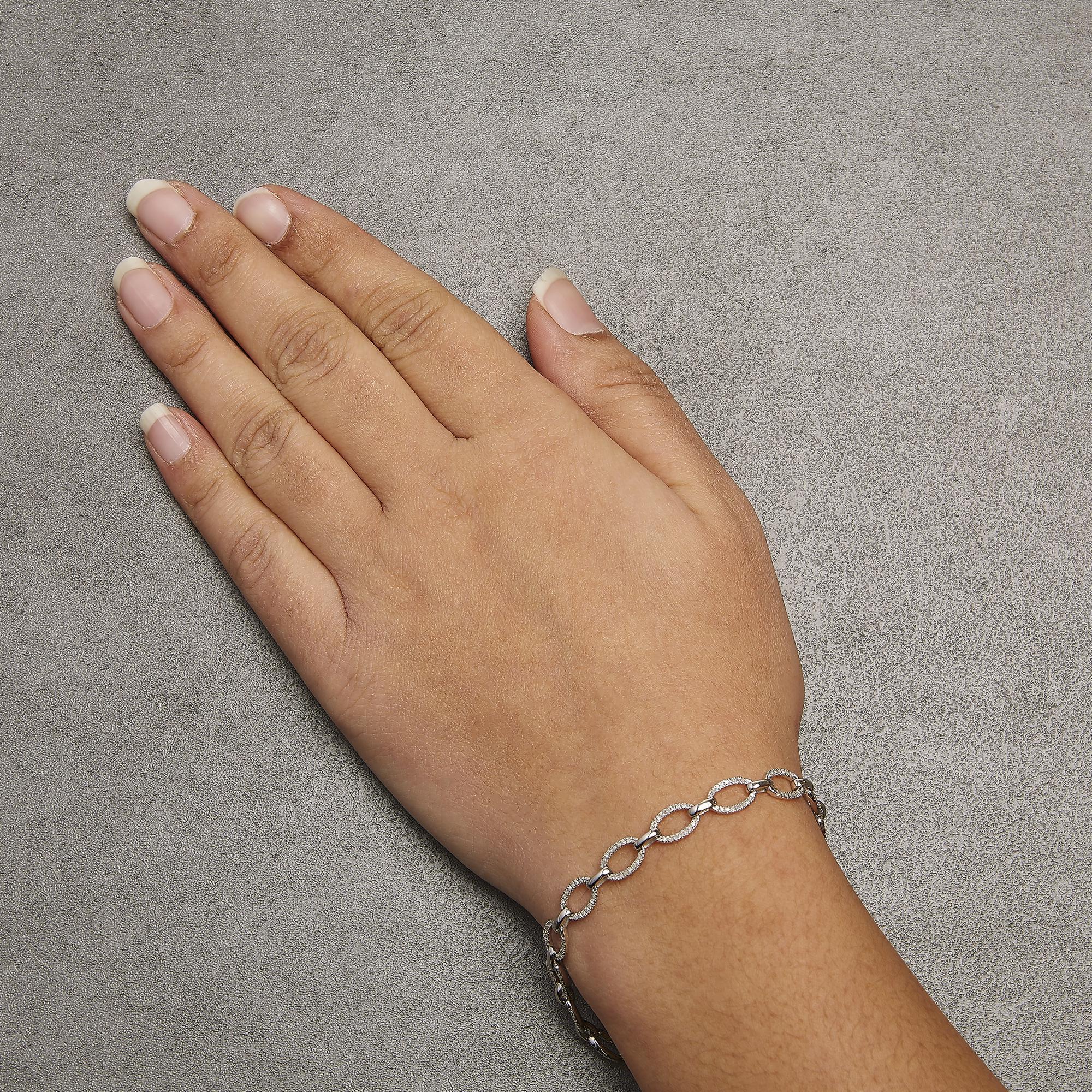 Taglio rotondo Argento 925 1/2 ctw di diamante   Bracciale ovale A Link in vendita