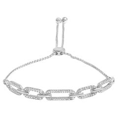 .925 Sterling Silber 1/2 Cttw Diamant Paperclip Link Verstellbares Bolo-Armband