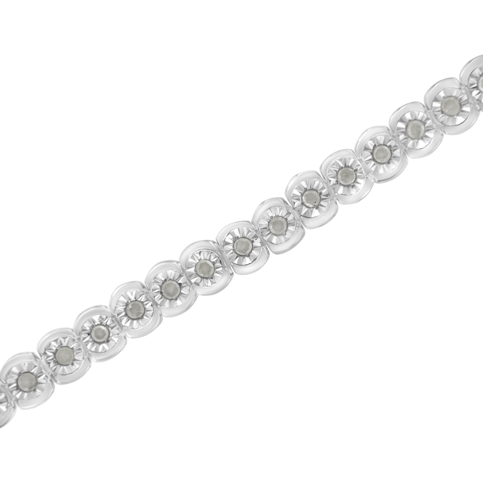 .925 Plata de Ley 1/2 Cttw Diamante Redondo Medio Bisel Pulsera de Tenis Corte redondo en venta