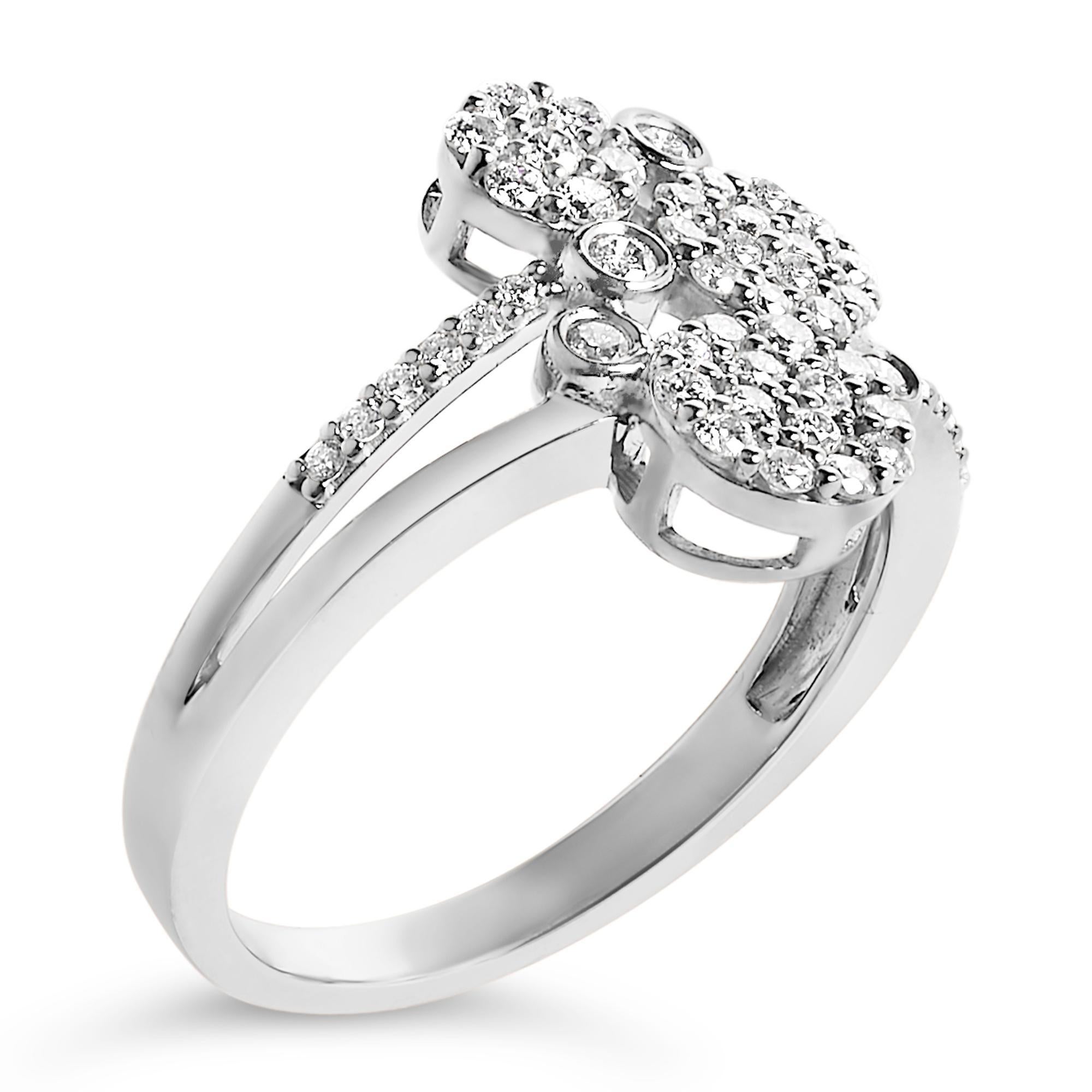 in vendita:  .925 A. Silver 1/2 Cttw Diamond Scatter Composite Bypass Ring 3
