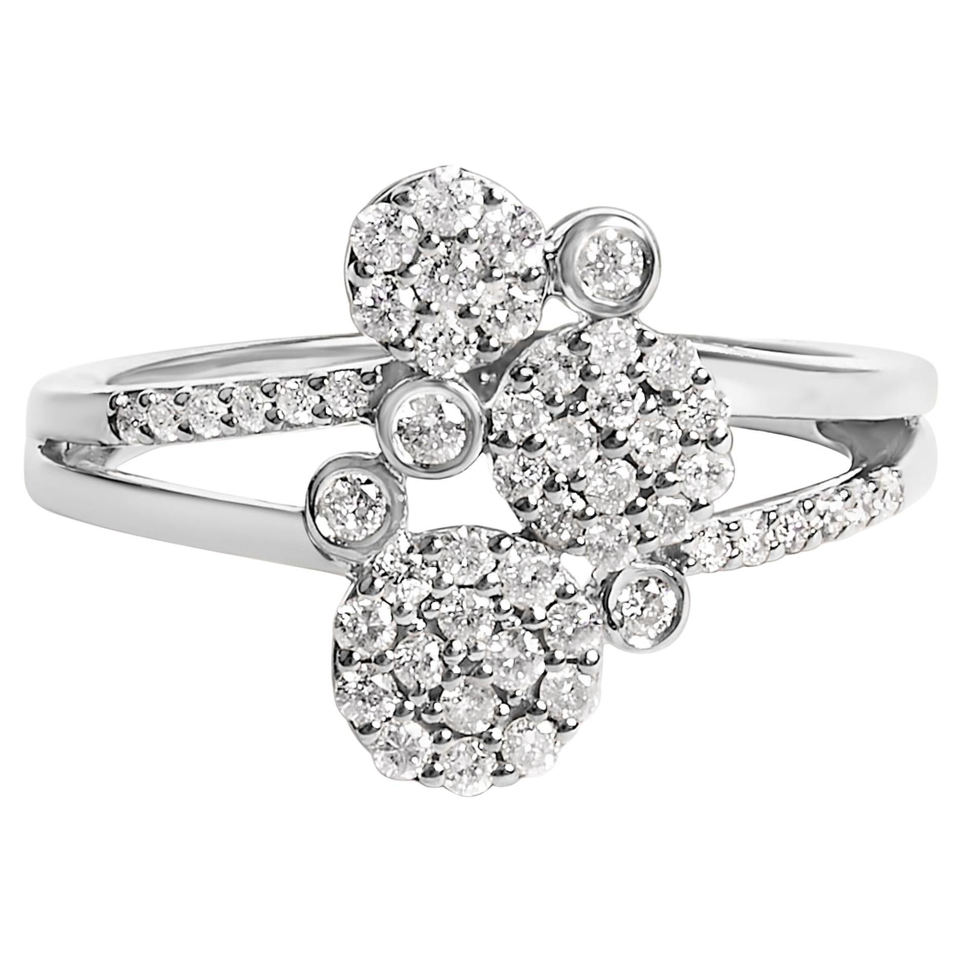 .925 Sterling Silver 1/2 Cttw Diamond Scatter Composite Bypass Ring