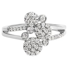 Anillo Bypass Compuesto de Plata de Ley .925 y 1/2 qt de Diamantes Esparcidos