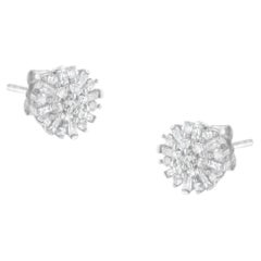 .925 Sterling Silber 1/2 cttw Diamant Sunburst Floral Cluster Ohrstecker