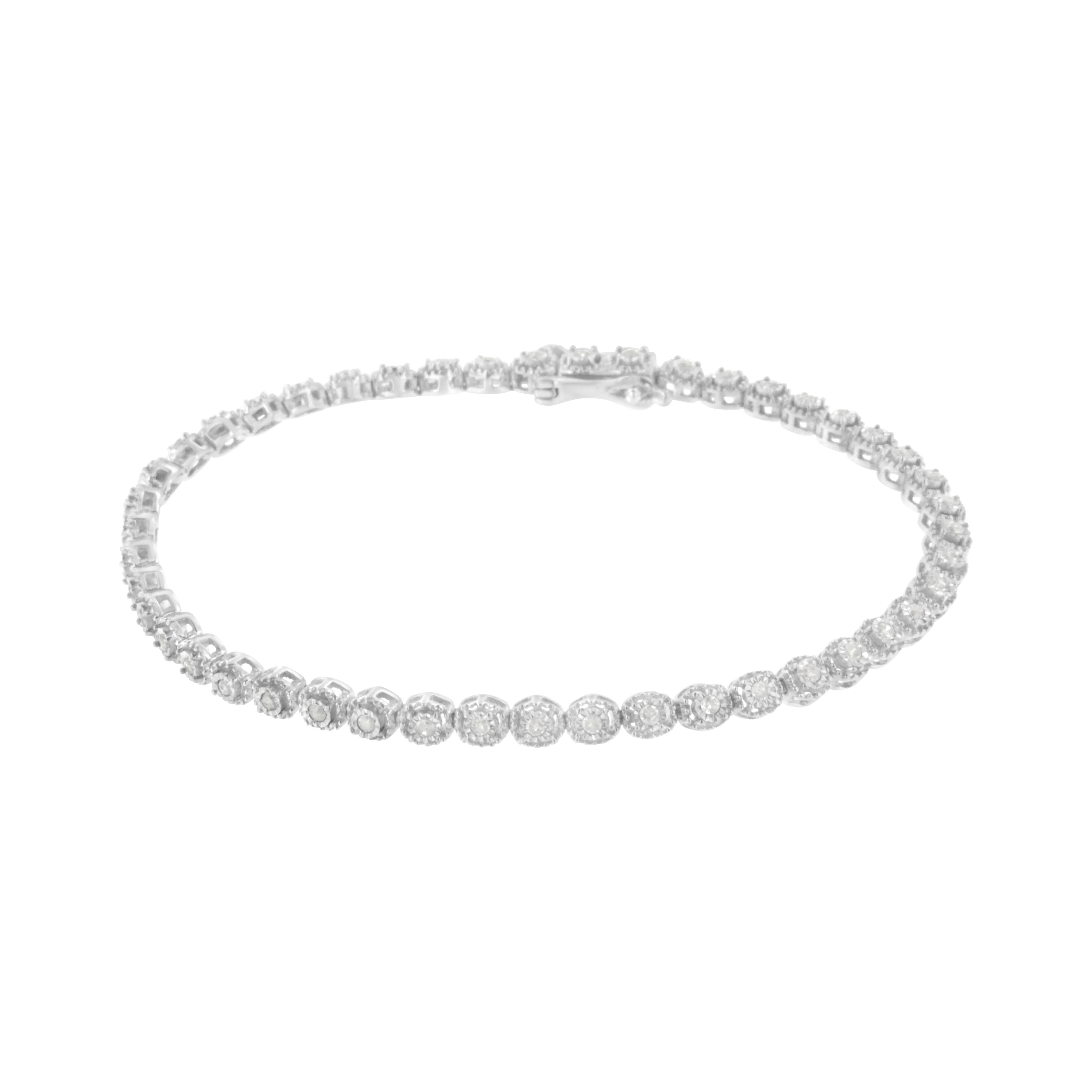 Moderno .925 Bracciale da tennis in argento Sterling 1/2 cttw Miracle-Set Diamond Bezel Look in vendita