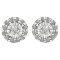 .925 Sterlingsilber 1/2 cttw Miracle-Set Runde Diamant-Halo-Ohrstecker