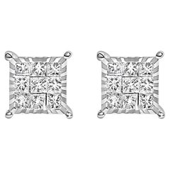 .925 Sterling Silber 1/2 Cttw Prinzessin Diamant Composite Quadrat Ohrstecker