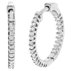 .925 Sterling Silver 1/2 Cttw Princess Diamond Inside Out Hoop Earrings