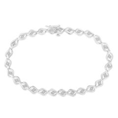 .925 A. Silver 1/2 Cttw Rose Cut Diamond Almond Shape Tennis Bracelet