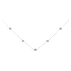 .925 Sterlingsilber 1/2 cttw runde Diamant-Halskette mit Station
