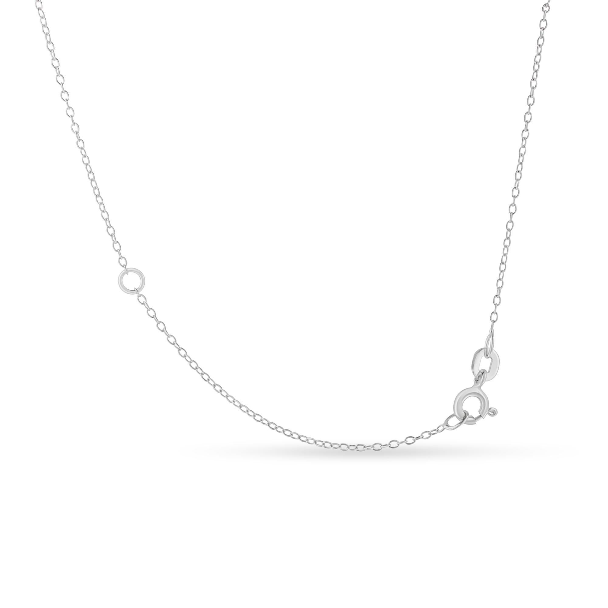 Taglio rotondo Collana con ciondolo solitario di diamanti neri trattati in .925 Sterling Silver da 1/2 Cttw