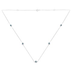 .925 Sterling Silver 1/2 cttw Treated Blue Color Diamond Station Necklace