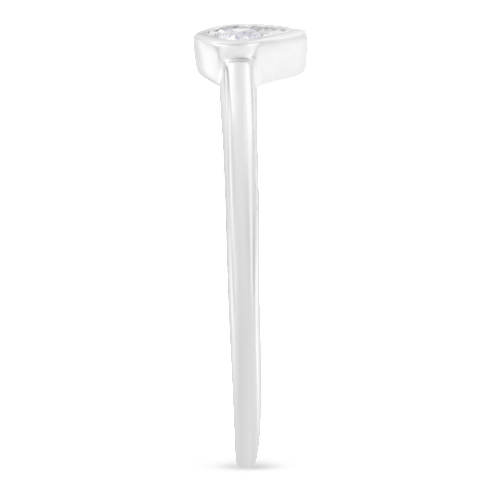 .925 Sterling Silber 1/20 Karat Diamant Mode Versprechen Ring (Rundschliff) im Angebot