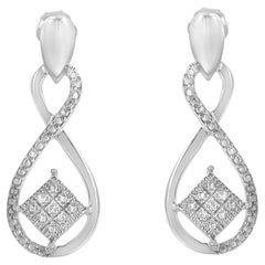 .925 Sterling Silver 1/20 Carat Round Cut Diamond Infinity Earrings