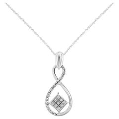 Collana con ciondolo quadrato e infinito con diamante da 1/25 carati in .925 Sterling Silver