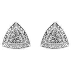 Boucles d'oreilles en argent sterling 1/25 carats de diamants ronds