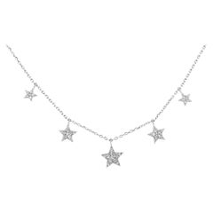 .925 Sterling Silver 1/3 Carat Diamond Graduated Five Star Necklace