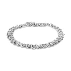 .925 Sterlingsilber 1/3 Karat Miracle-Set Diamant-Tennisarmband „S“ mit Gliedern