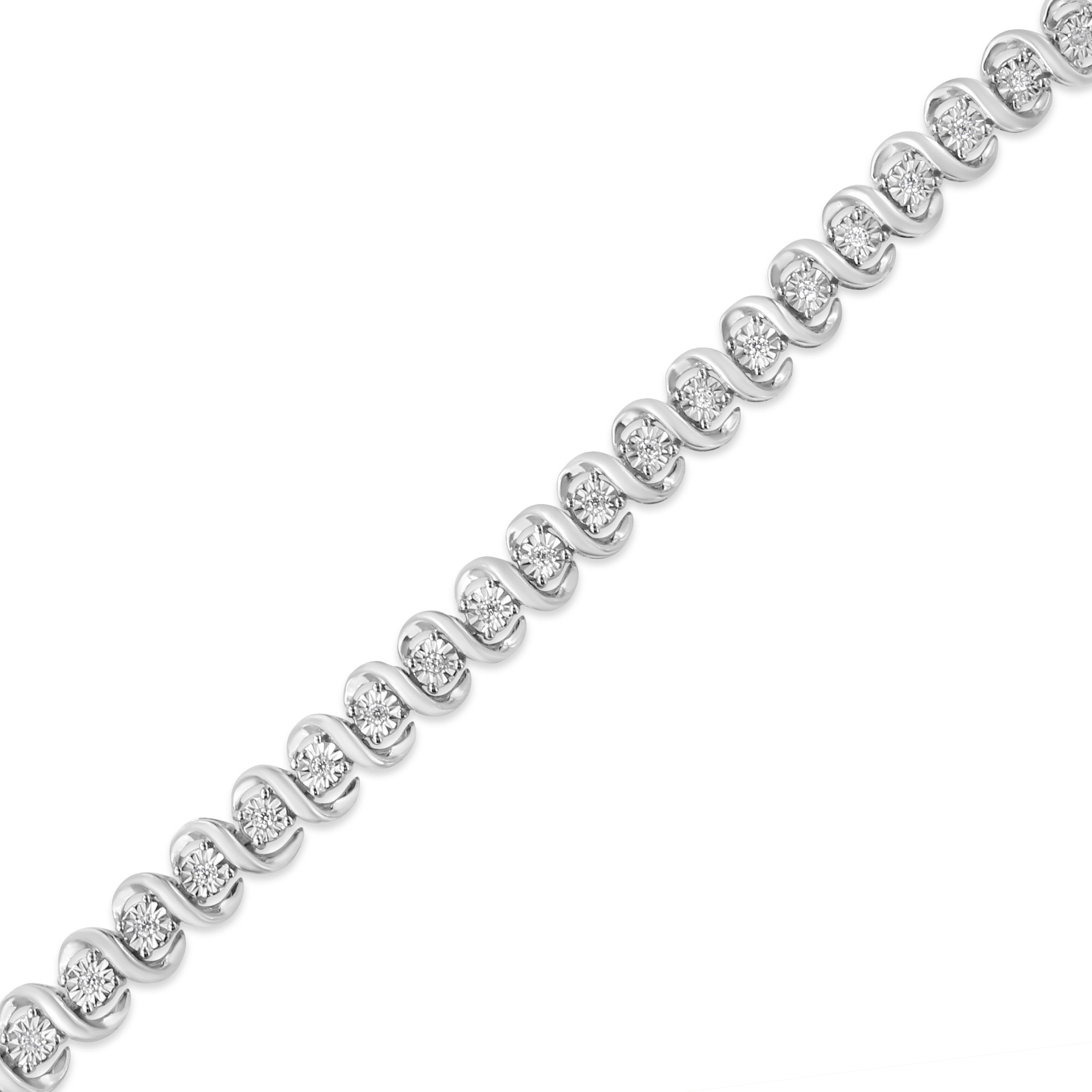Contemporary .925 Sterling Silver 1/3 Carat Miracle-Set Diamond 