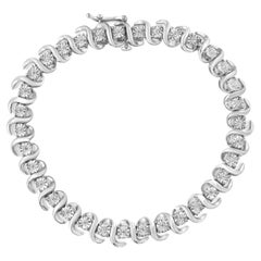 .925 Sterlingsilber 1/3 Karat Miracle-Set Diamant-Tennisarmband „S“ mit Gliedern