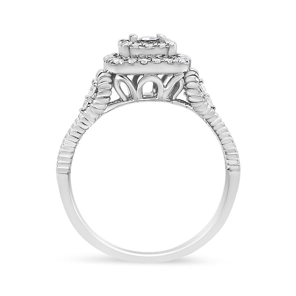 For Sale:  .925 Sterling Silver 1/3 Carat Miracle Set Round-Cut Diamond Cocktail Ring 3