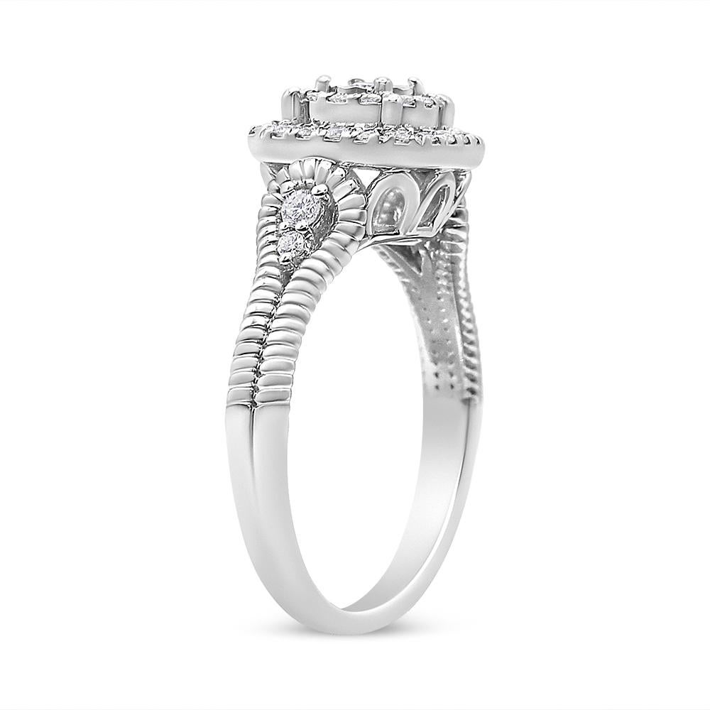 En vente :  Bague cocktail en argent sterling sertie de diamants ronds de 1,3 carat montés en Miracle de .925 carats 4