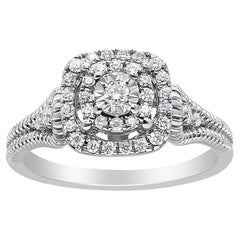.925 Sterling Silver 1/3 Carat Miracle Set Round-Cut Diamond Cocktail Ring