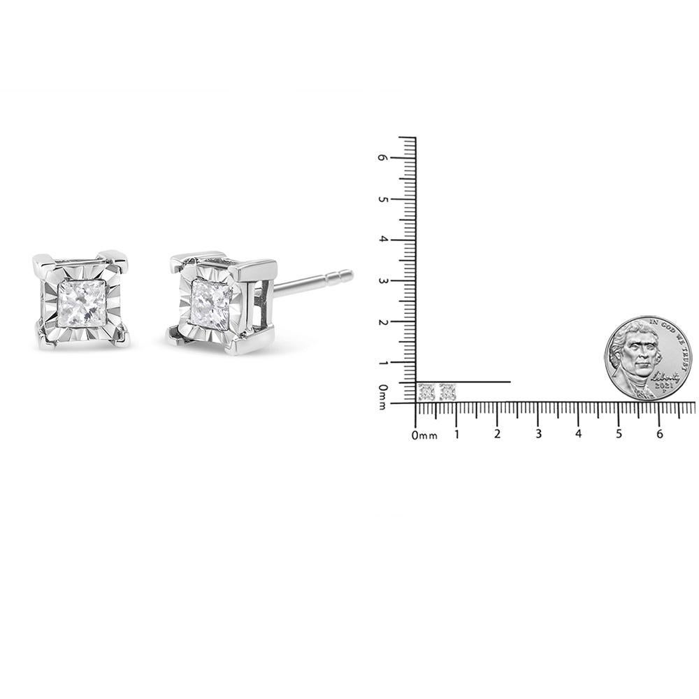 square silver diamond earrings