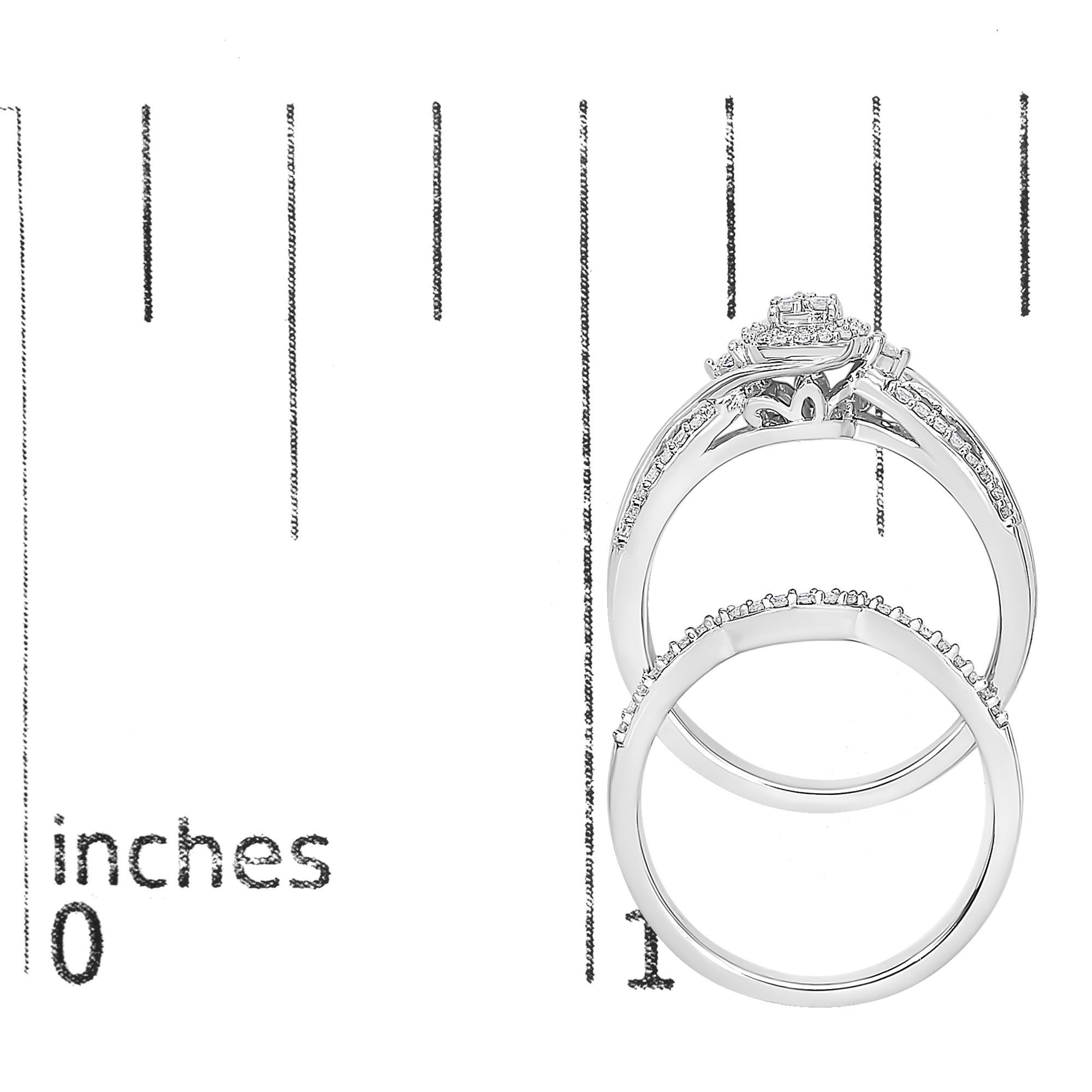 Anillo y banda de plata de ley .925 con diamantes compuestos de 1/3 Cttw en Nuevo estado para la venta en New York, NY