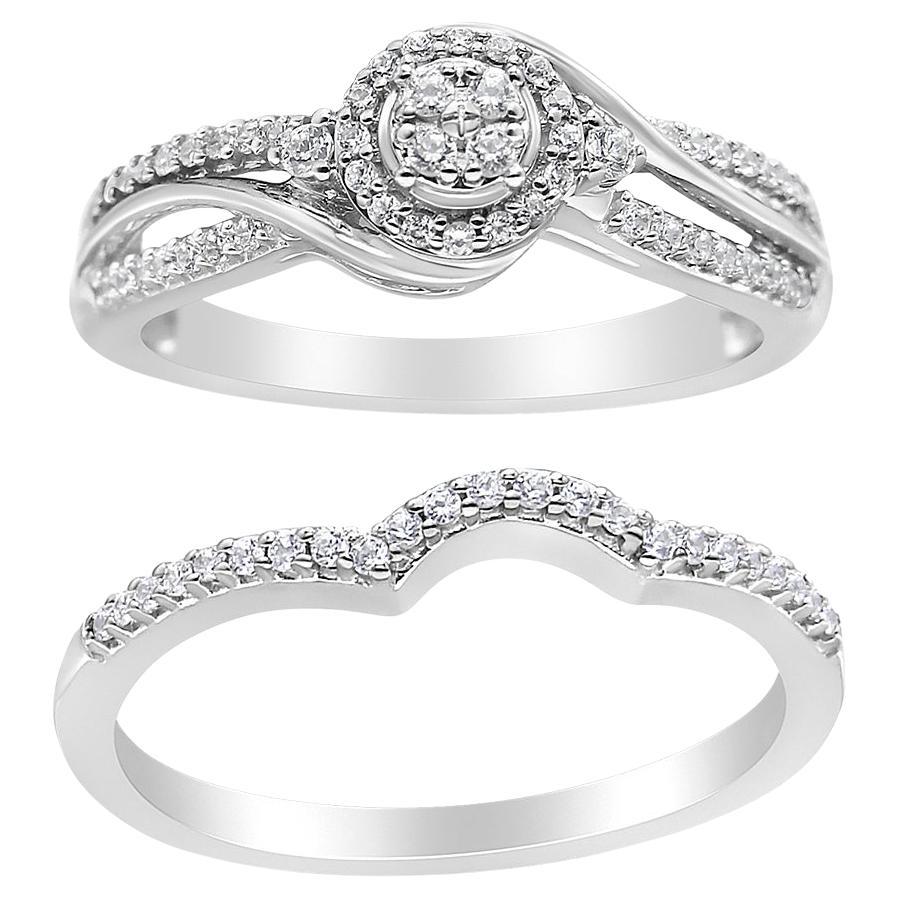.925 Sterling Silber 1/3 Cttw Composite Diamond Set Ring und Band