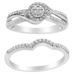 .925 Sterling Silber 1/3 Cttw Composite Diamond Set Ring und Band