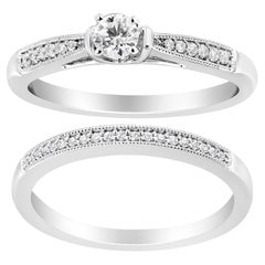 Anello di fidanzamento in argento 925 con diamante da 1/3 Cttw e castone con grana