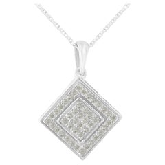 .925 Sterling Silver 1/3 cttw Diamond Rhombus Shaped 18" Pendant Necklace