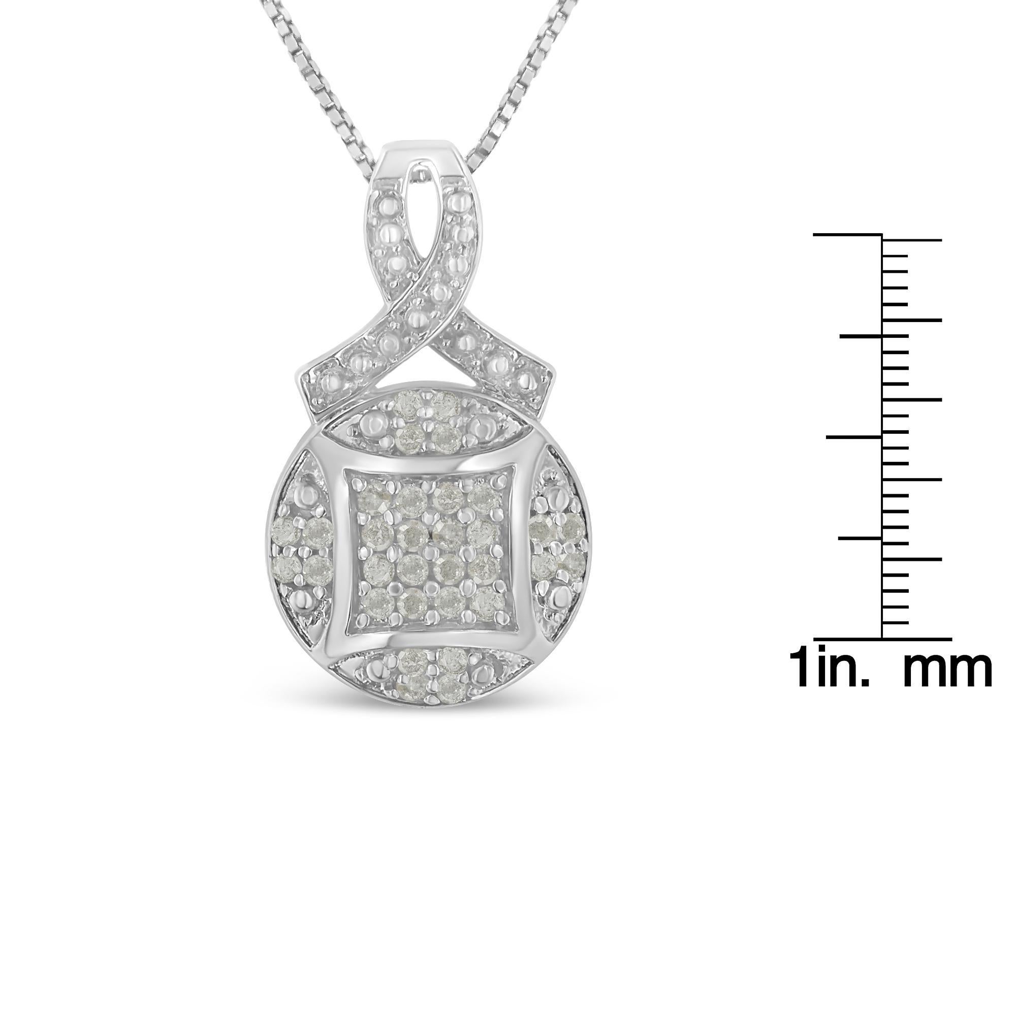 .925 Sterlingsilber 1/3 cttw Diamantband und Kreis-Cluster-Anhänger Halskette im Zustand „Neu“ in New York, NY