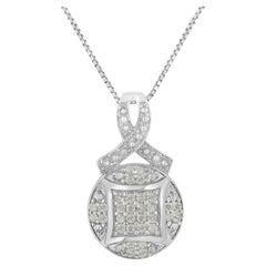 Collar Colgante Cinta y Círculo de Diamantes de Plata de Ley .925 de 1/3 cttw