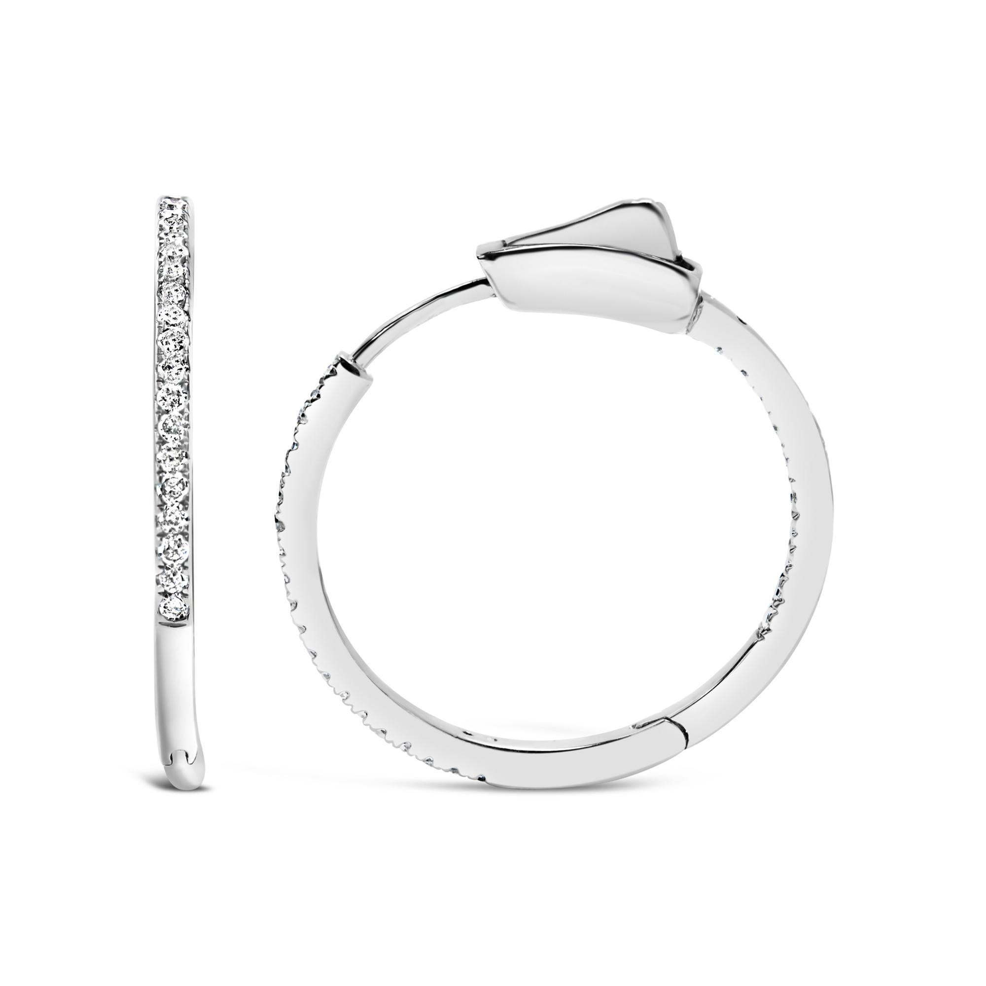 Moderno .925 A. Silver 1/3 Cttw Inside Out Diamond 1MM Ampi Orecchini a cerchio