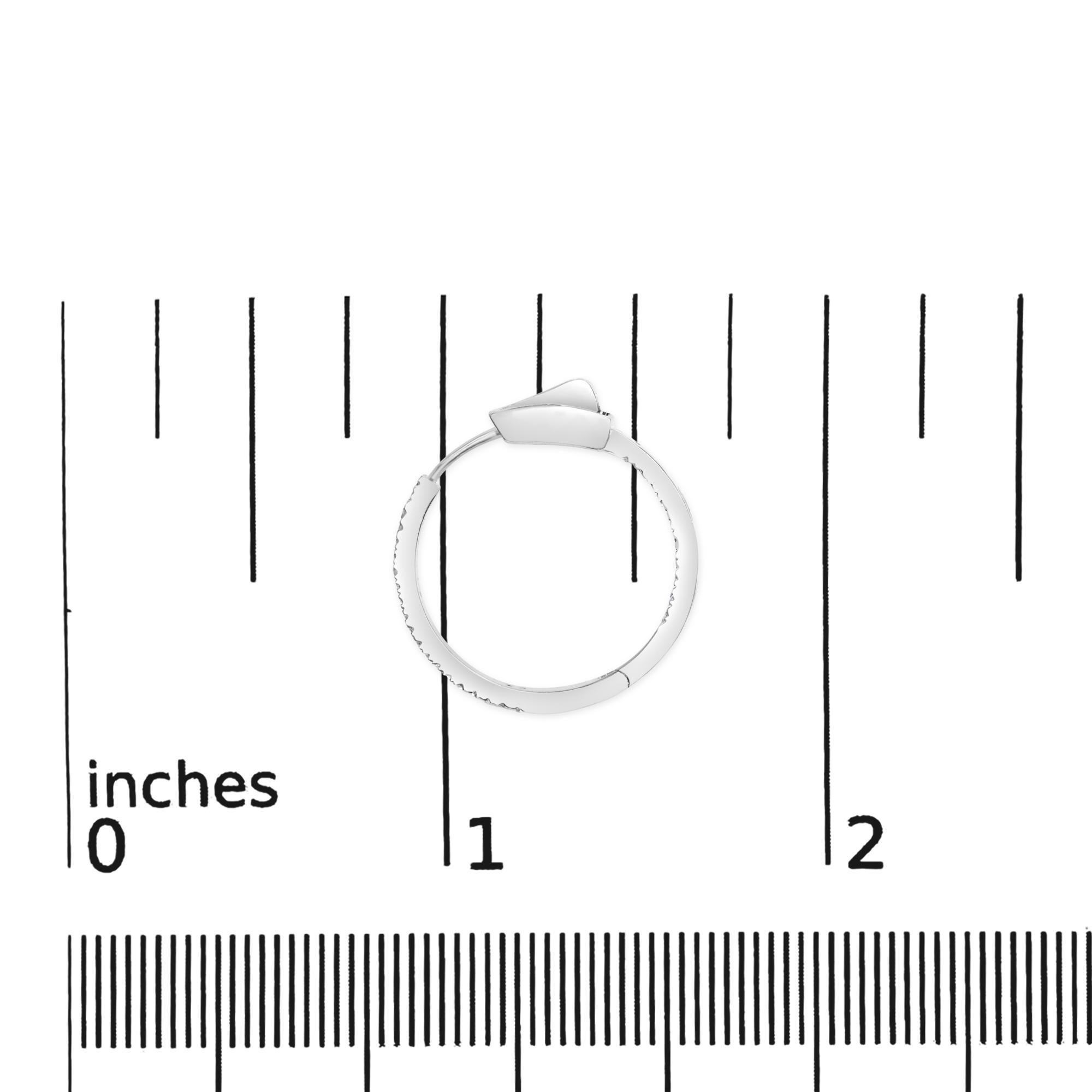 .925 A. Silver 1/3 Cttw Inside Out Diamond 1MM Ampi Orecchini a cerchio In condizioni Nuovo a New York, NY