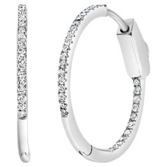 .925 A. Silver 1/3 Cttw Inside Out Diamond 1MM Ampi Orecchini a cerchio