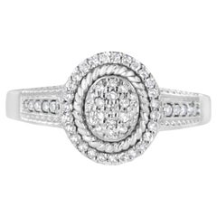 .925 Sterling Silver 1/3 Cttw Pave Set Round-Cut Diamond Braided Cocktail Ring (bague cocktail tressée en argent sterling)