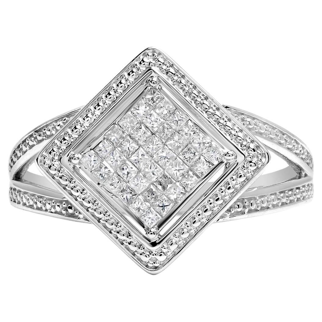 Anello in argento 925 con diamante principesco da 1/3 Cttw