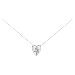 925 Sterling Silver 1/3 Ctw Diamond Heart and Lightning Bolt Pendant Necklace