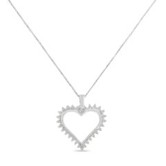.925 Sterling Silver 1/4 Carat 3-Prong Diamond Open Heart Pendant Necklace