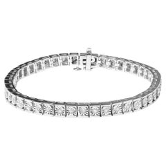 .925 Bracciale da tennis con diamanti e perline in argento sterling da 1/4 di carato