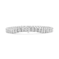 .925 Sterling Silver 1/4 Carat Diamond and Beading Classic Tennis Bracelet