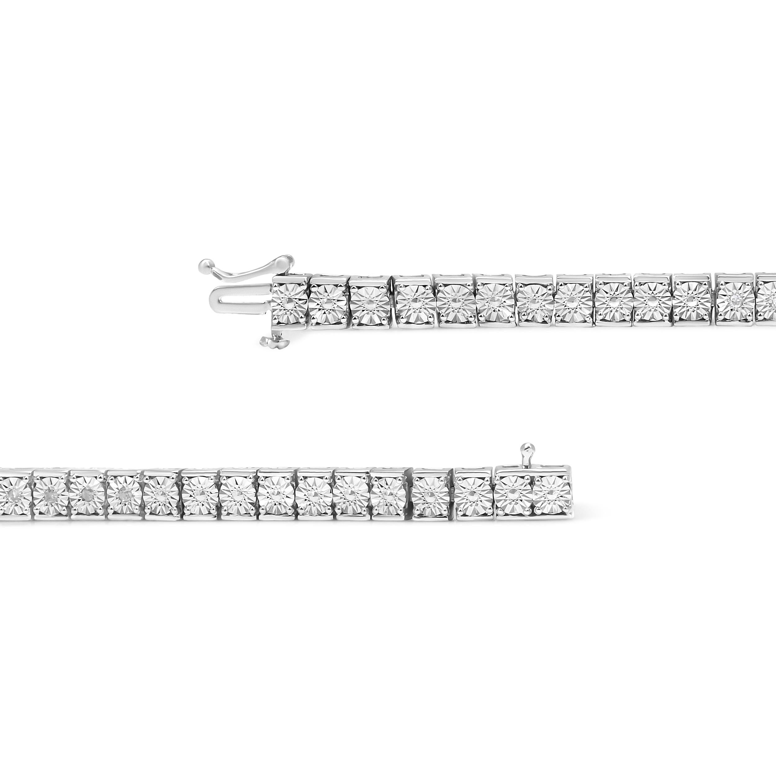 Moderne Bracelet tennis classique en argent sterling avec diamants de 1/4 carat et perles de 0,95 carat en vente
