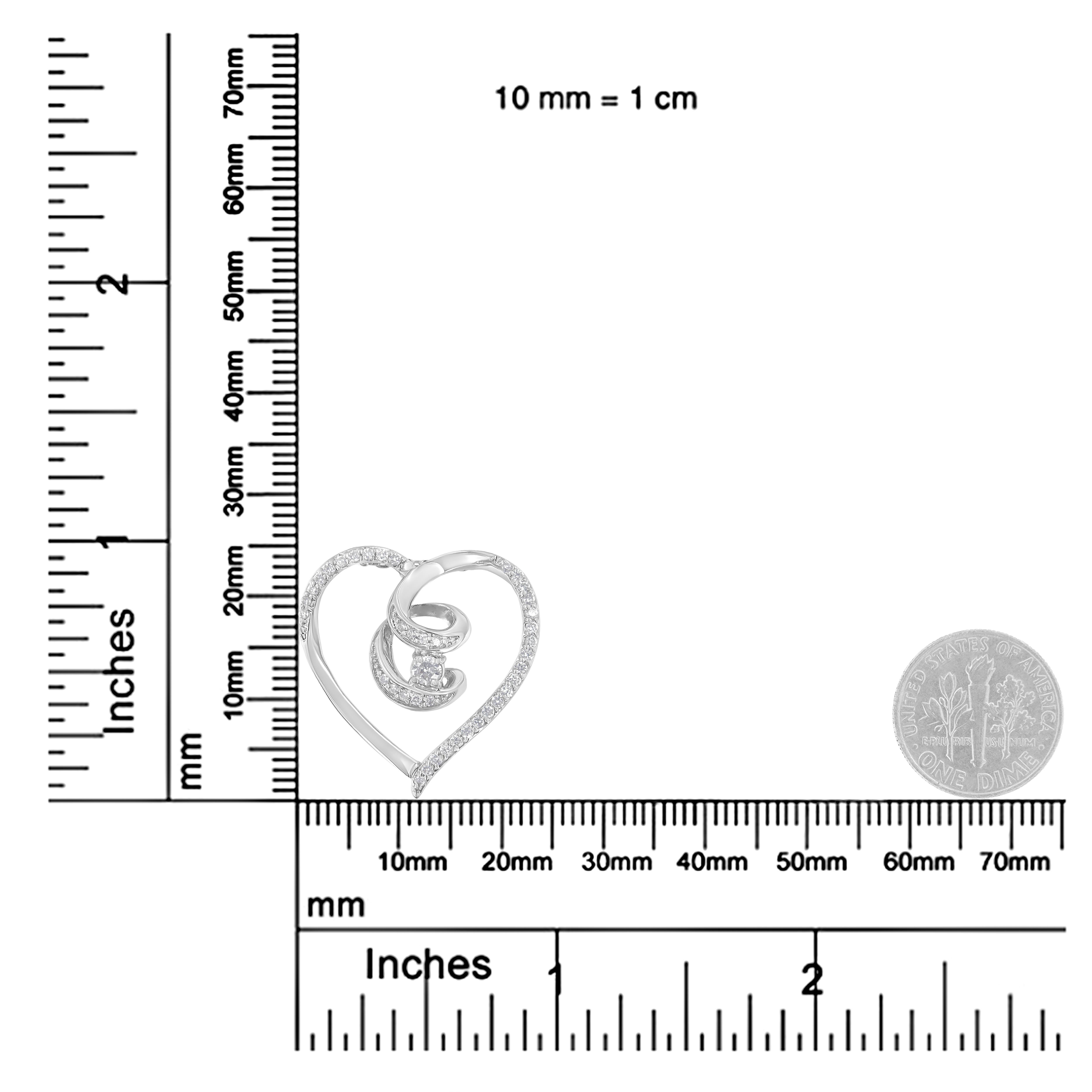 .925  Sterling Silver 1/4 Carat Diamond Heart Pendant Necklace In New Condition For Sale In New York, NY