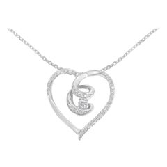 .925  Sterling Silver 1/4 Carat Diamond Heart Pendant Necklace